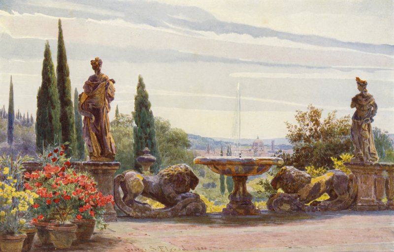 Italiaanse tuinen: Florence vanaf de Villa Palmieri door George Samuel Elgood