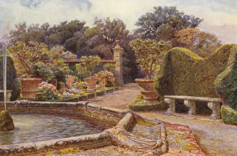 Italiaanse tuinen: De fontein, Villa di Caniparola door George Samuel Elgood