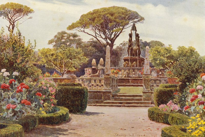 Italiaanse Tuinen: Villa Lante in Bagnaja door George Samuel Elgood
