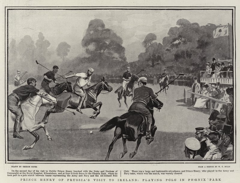 Bezoek van Prins Hendrik van Pruisen aan Ierland, polo spelen in Phoenix Park door George Soper