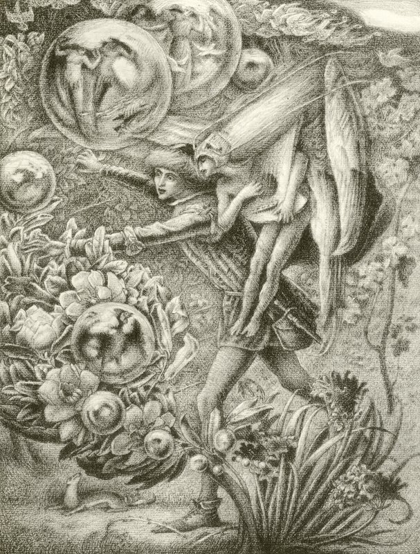 Ferdinand en Ariel (gravure) door George Woolliscroft Rhead