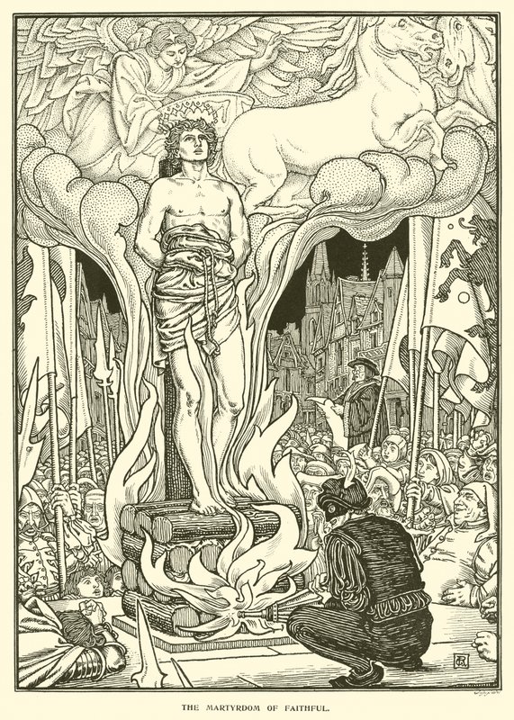 Het martelaarschap van Faithful door George Woolliscroft Rhead