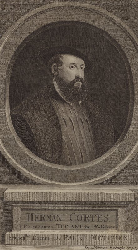 Hernan Cortes, Spaanse conquistador door George after Vertue