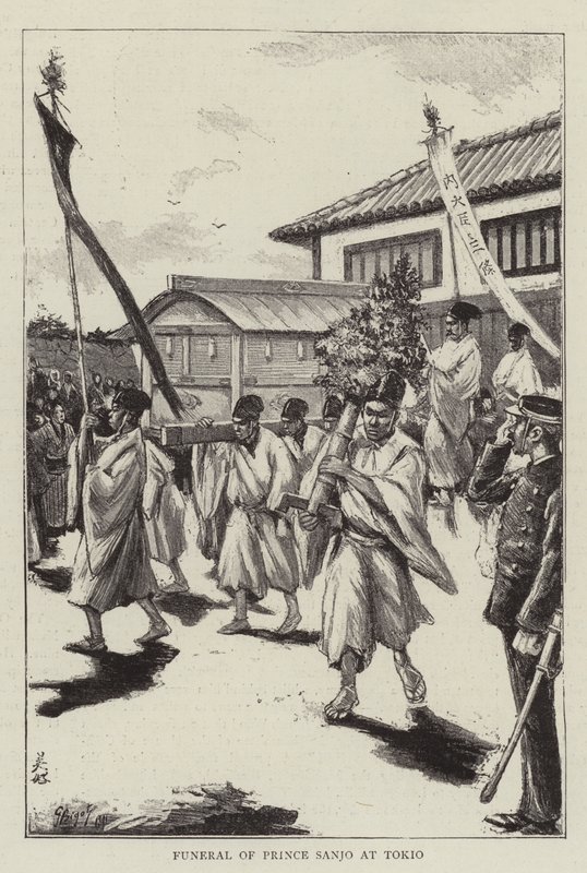 Begrafenis van Prins Sanjo in Tokio door Georges Ferdinand Bigot