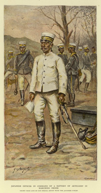 Japanse Officier in Bevel van een Batterij Artillerie in Marsorde door Georges Ferdinand Bigot