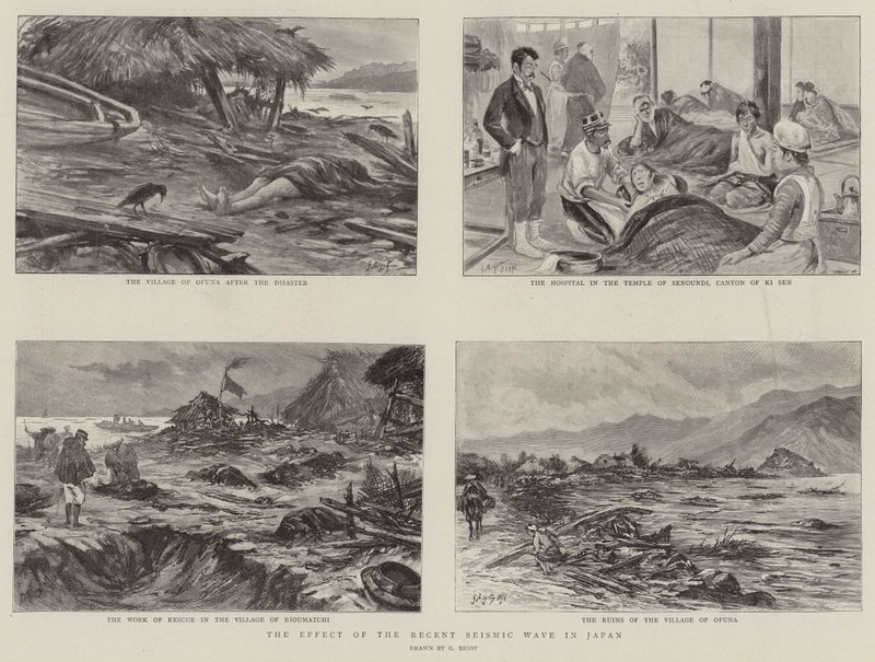 Het Effect van de Recente Seismische Golf in Japan door Georges Ferdinand Bigot