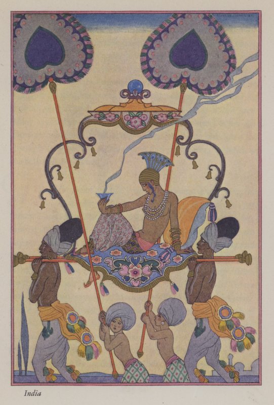De romantiek van parfum: India (kleurenlitho) door Georges (after) Barbier