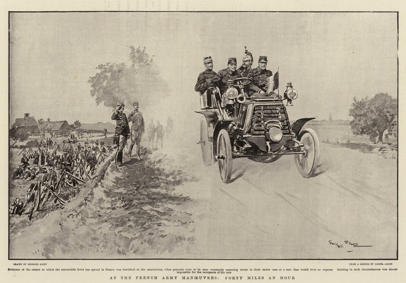 Bij de Franse Legermanoeuvres, Veertig Mijl per Uur door Georges Bertin Scott