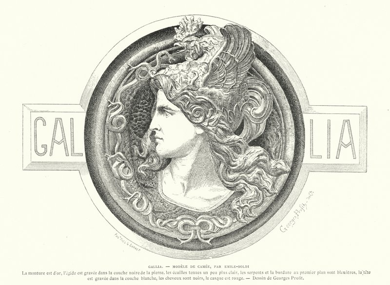 Gallia, ontwerp voor een cameo door de Franse beeldhouwer Emile Soldi door Georges Ernest Profit
