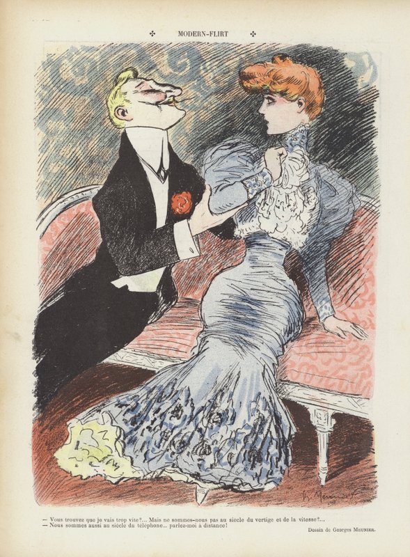 Modern flirten. Illustratie voor Le Rire door Georges Meunier