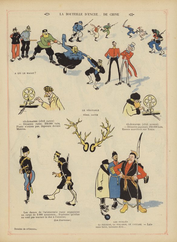 Satire op de Russisch-Japanse oorlog. Illustratie voor Le Rire door Georges d 1878 1937 Ostoya