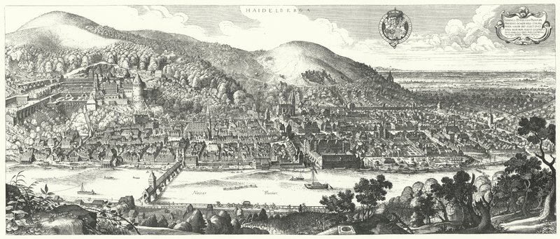Uitzicht op Heidelberg voor de vernietiging in de Dertigjarige Oorlog door German School