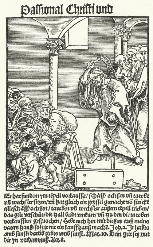 Een pagina uit Luthers anti-pauselijke pamflet, Passional Christi und Antichristi door German School