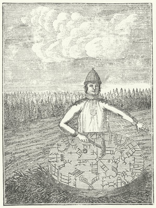 Een sjamaan van de Sami-cultuur in Lapland (gravure) door German School
