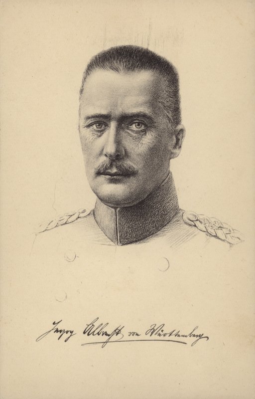 Albrecht, hertog van Wurttemberg, Duitse prins en generaal in de Eerste Wereldoorlog (litho) door German School
