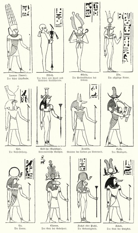Oude Egyptische goden en godinnen door German School