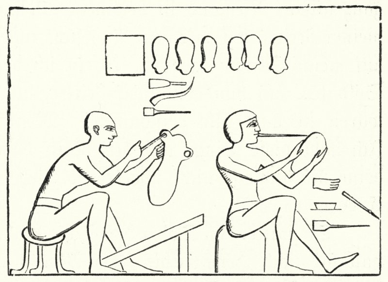 Oude Egyptische schoenmakers (gravure) door German School