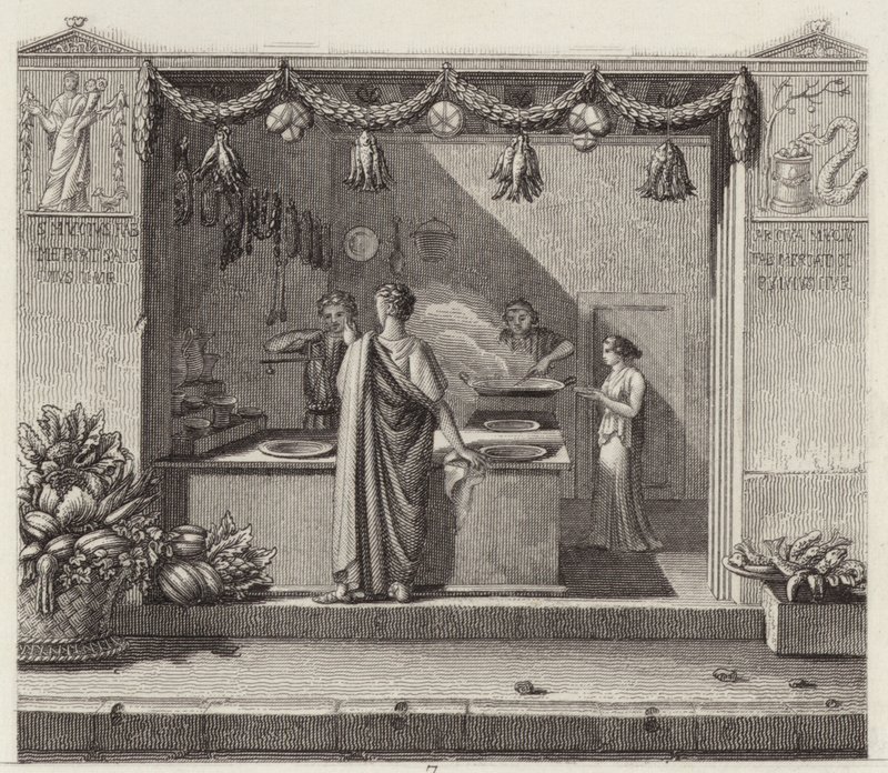 Oud-Romeinse winkel. Illustratie voor Bilder-Atlas (gravure) door German School