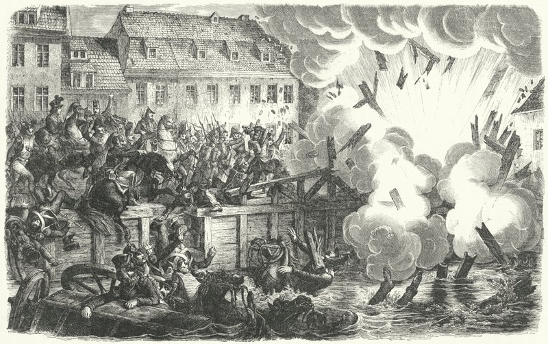 Opblazen van de Elsterbrug, Slag bij Leipzig door German School