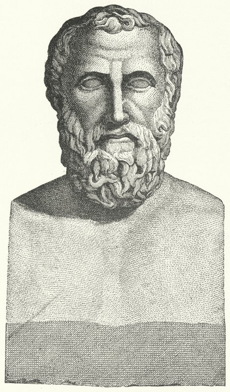 Buste van de oude Griekse dichter Archilochus door German School