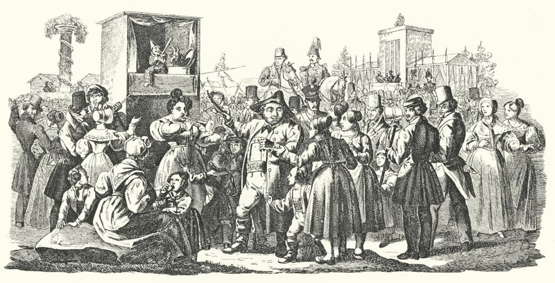 Carnaval in het Stuttgartse district Cannstatt, herfst 1835 (gravure) door German School