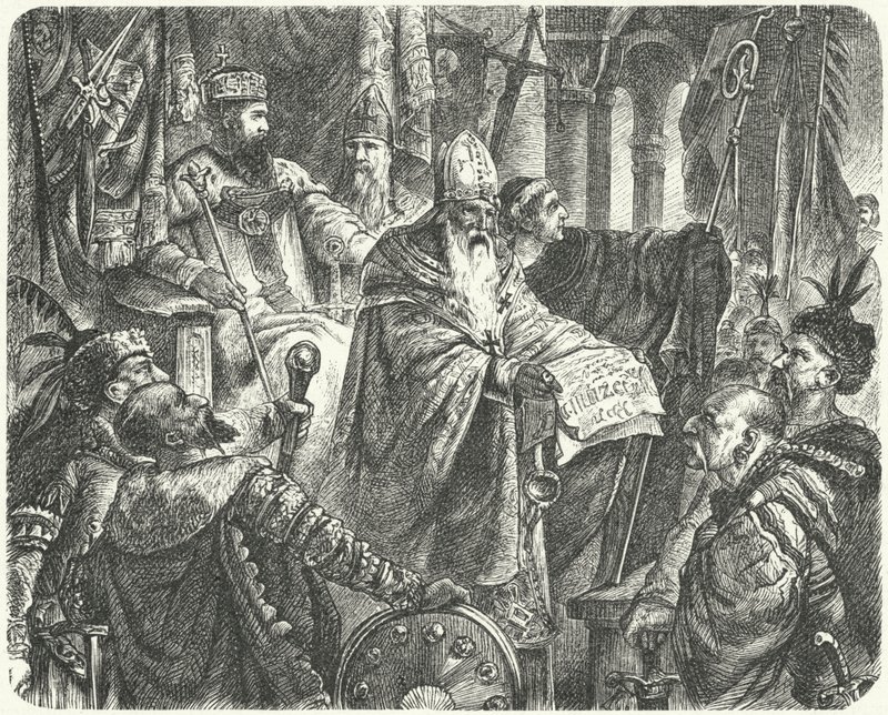 Casimir III van Polen kondigt het Statuut van Wislica af door German School