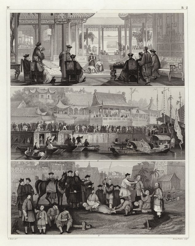 Chinese scènes (gravure) door German School