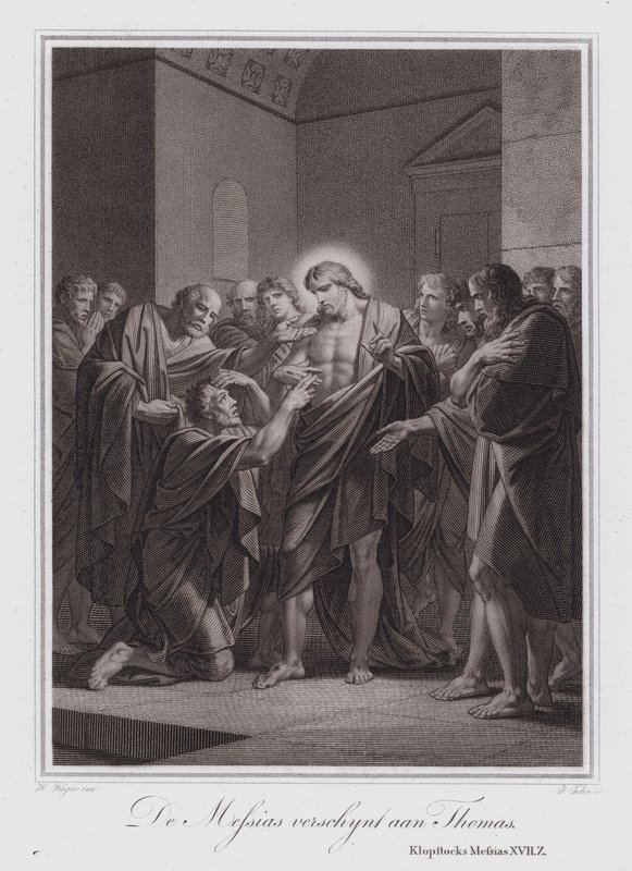 Christus verschijnt aan Thomas (gravure) door German School