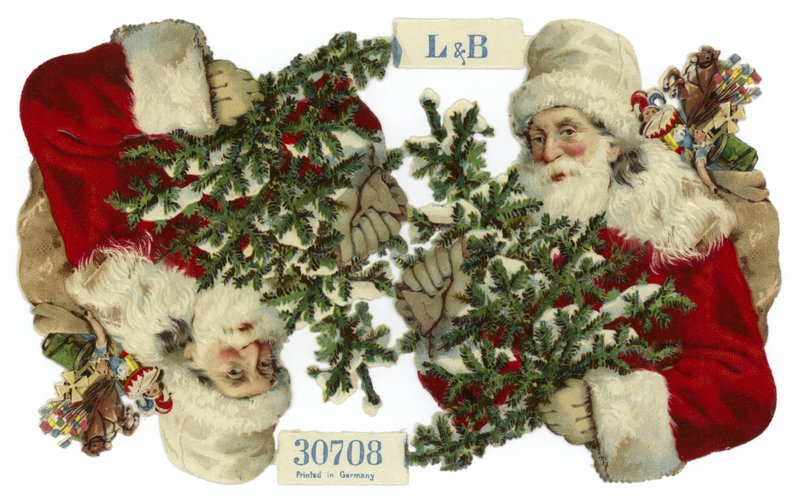 Kerstkaart met afbeelding van de Kerstman door German School