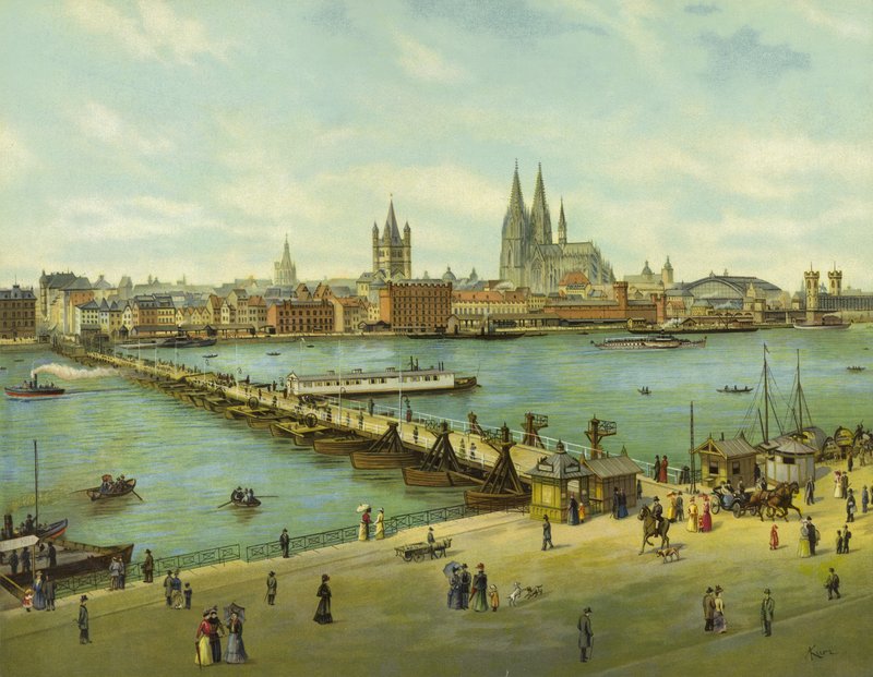 Keulen, Rijn (chromolitho) door German School