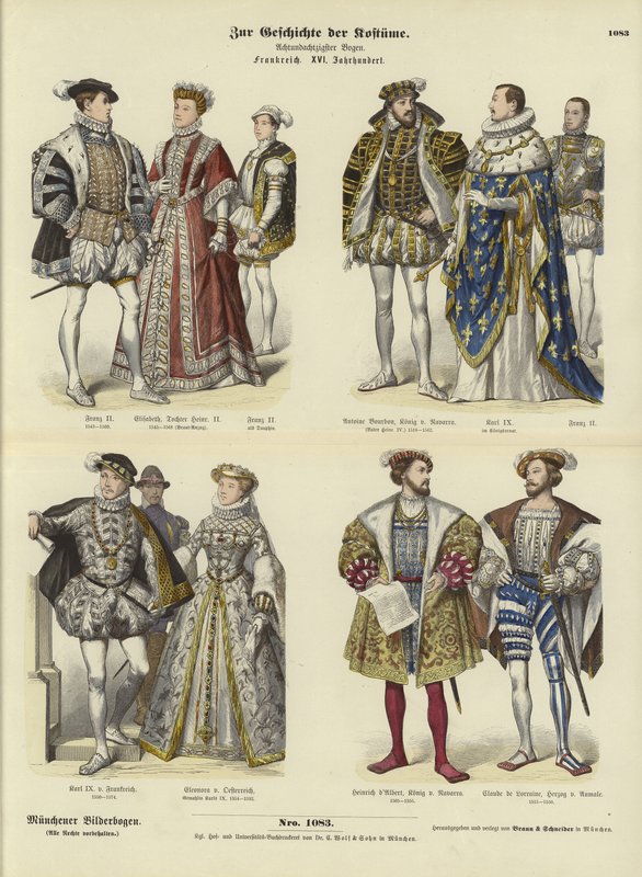 Kostuum van Franse royalty en adel, 16e eeuw door German School