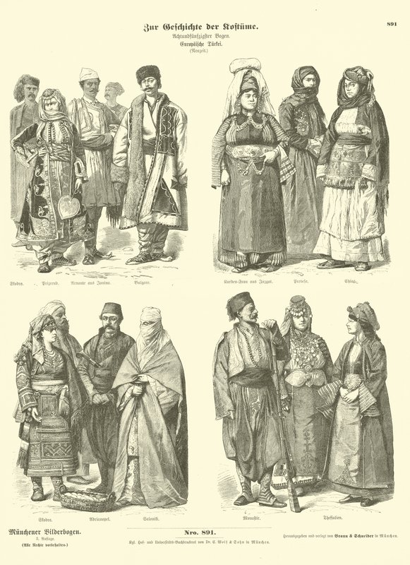 Kostuums van Ottomaans Turks Europa, eind 19e eeuw door German School