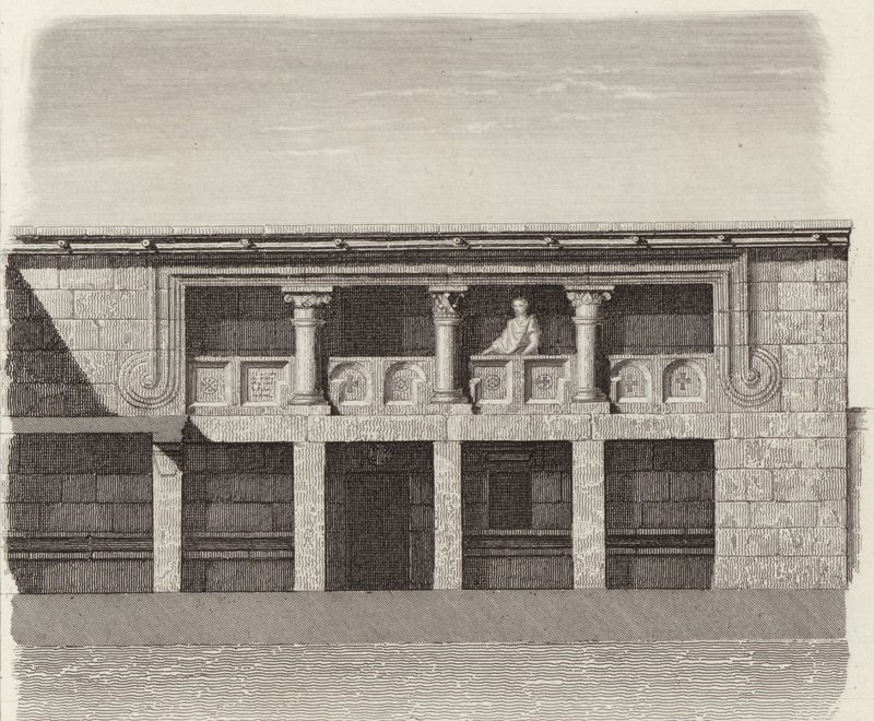 Binnenplaats van een oud Grieks huis in Centraal Syrië. Illustratie voor Bilder-Atlas door German School