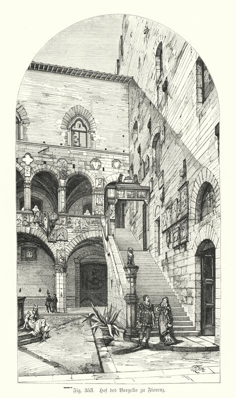 Binnenplaats van de Bargello, Florence, Italië door German School