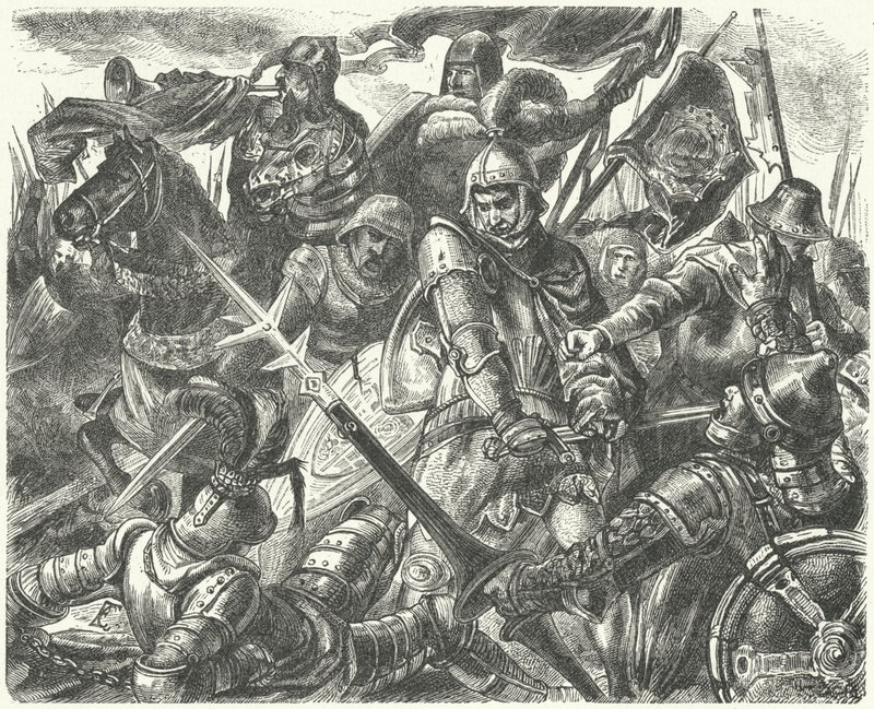 De dood van Peter van Castilië door de handen van Hendrik van Trastamara door German School