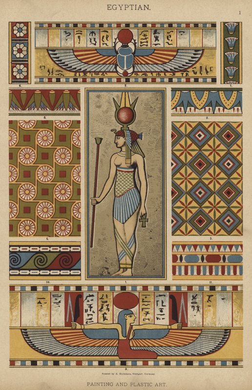 Egyptisch, schilderkunst en plastische kunst door German School