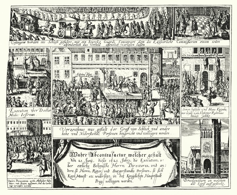 Executie van tegenstanders van de Heilige Roomse Keizer Ferdinand II in Praag door German School