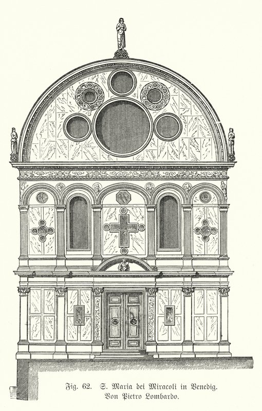 Gevel van de kerk van Santa Maria dei Miracoli, ontworpen door Pietro Lombardo, Venetië, Italië door German School
