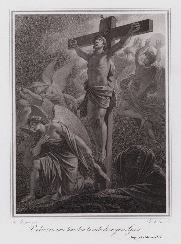 Vader! In uw handen beveel ik mijn geest. Jezus aan het kruis (gravure) door German School