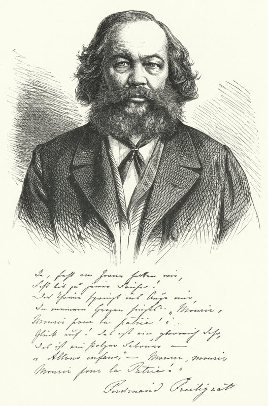 Ferdinand Freiligrath, Duitse dichter, vertaler en liberale politieke agitator door German School