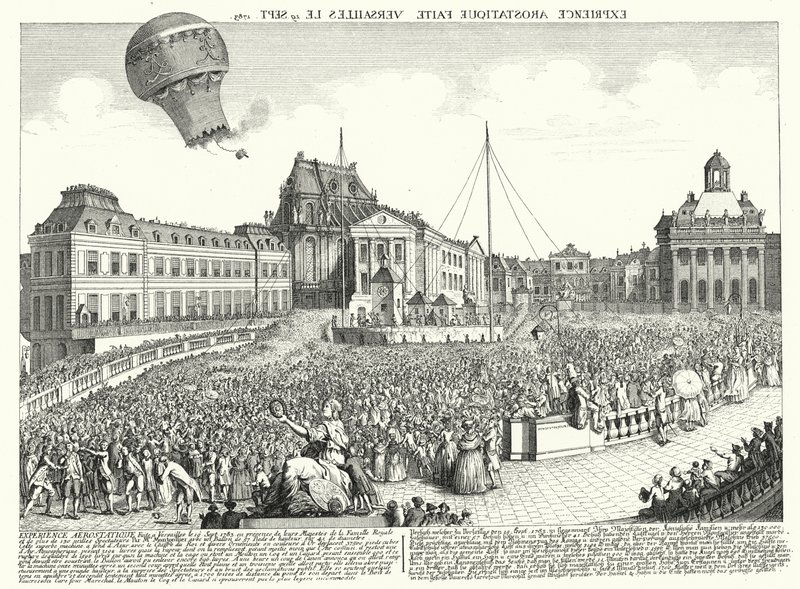 Vlucht van de ballon van de gebroeders Montgolfier in Versailles door German School