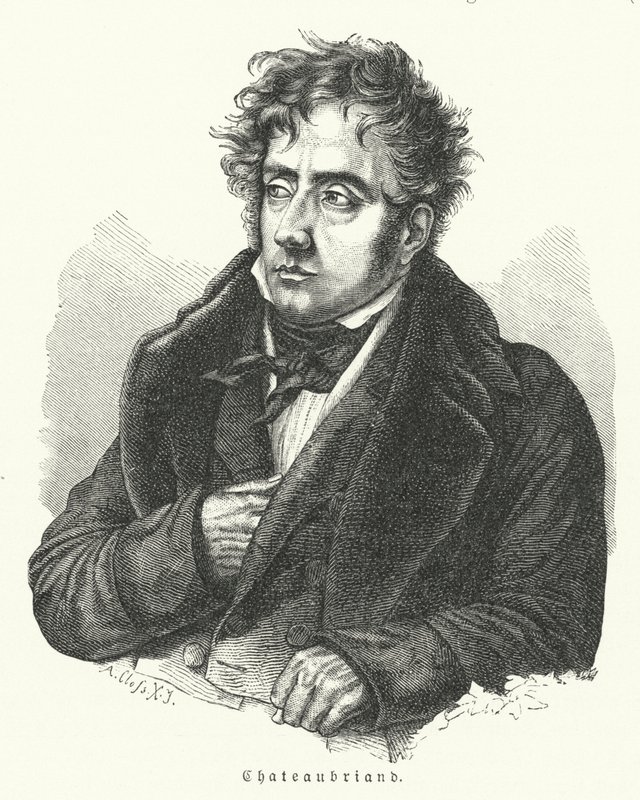 Francois-Rene de Chateaubriand, Franse romanschrijver, politicus, diplomaat en historicus (litho) door German School