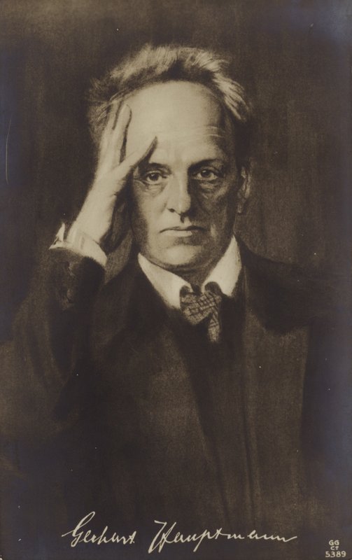 Gerhard Hauptmann (1862-1946), Duits dramaturg en romanschrijver (litho) door German School
