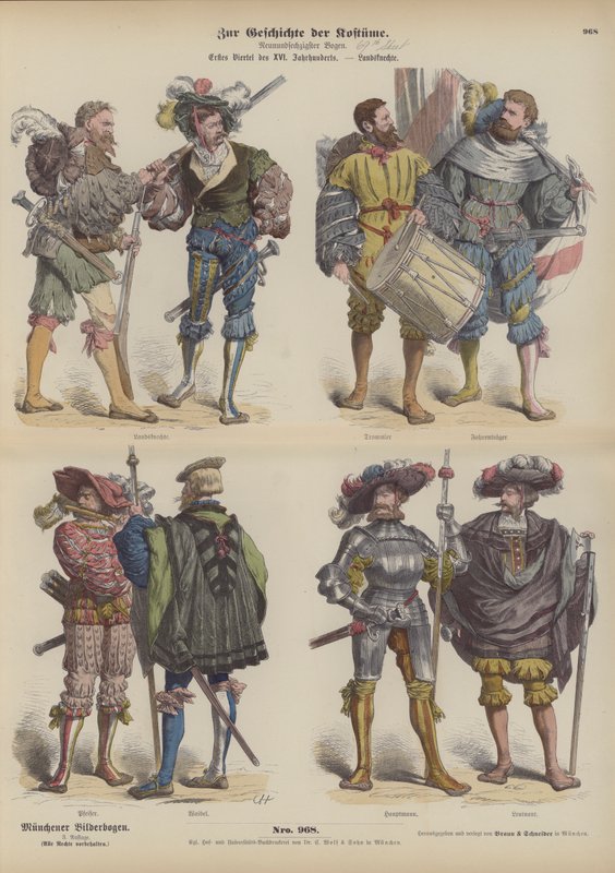Duitse Landsknechten (huursoldaten), begin 16e eeuw door German School