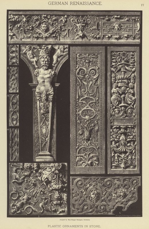 Duitse renaissance, plastic ornamenten in steen door German School