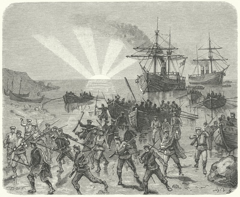 Giuseppe Garibaldi landt in Marsala, Sicilië door German School