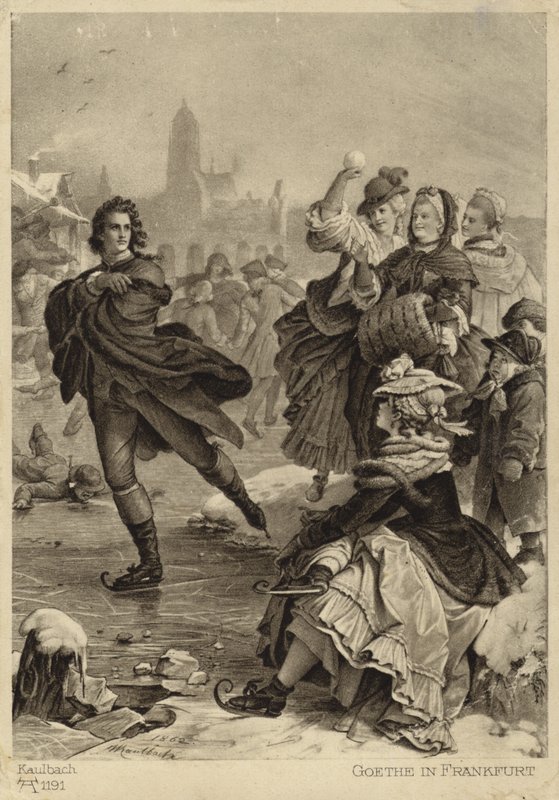 Goethe in Frankfurt (litho) door German School