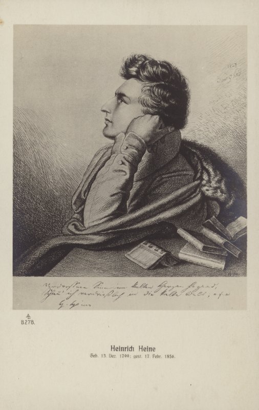 Heinrich Heine (1797-1856), German poet (litho) door German School