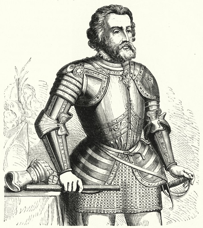 Hernan Cortes, Spaanse conquistador door German School