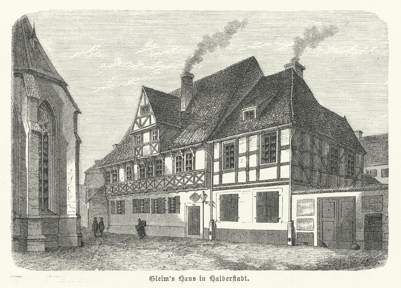 Huis van de dichter Johann Wilhelm Ludwig Gleim, Halberstadt, Duitsland (gravure) door German School